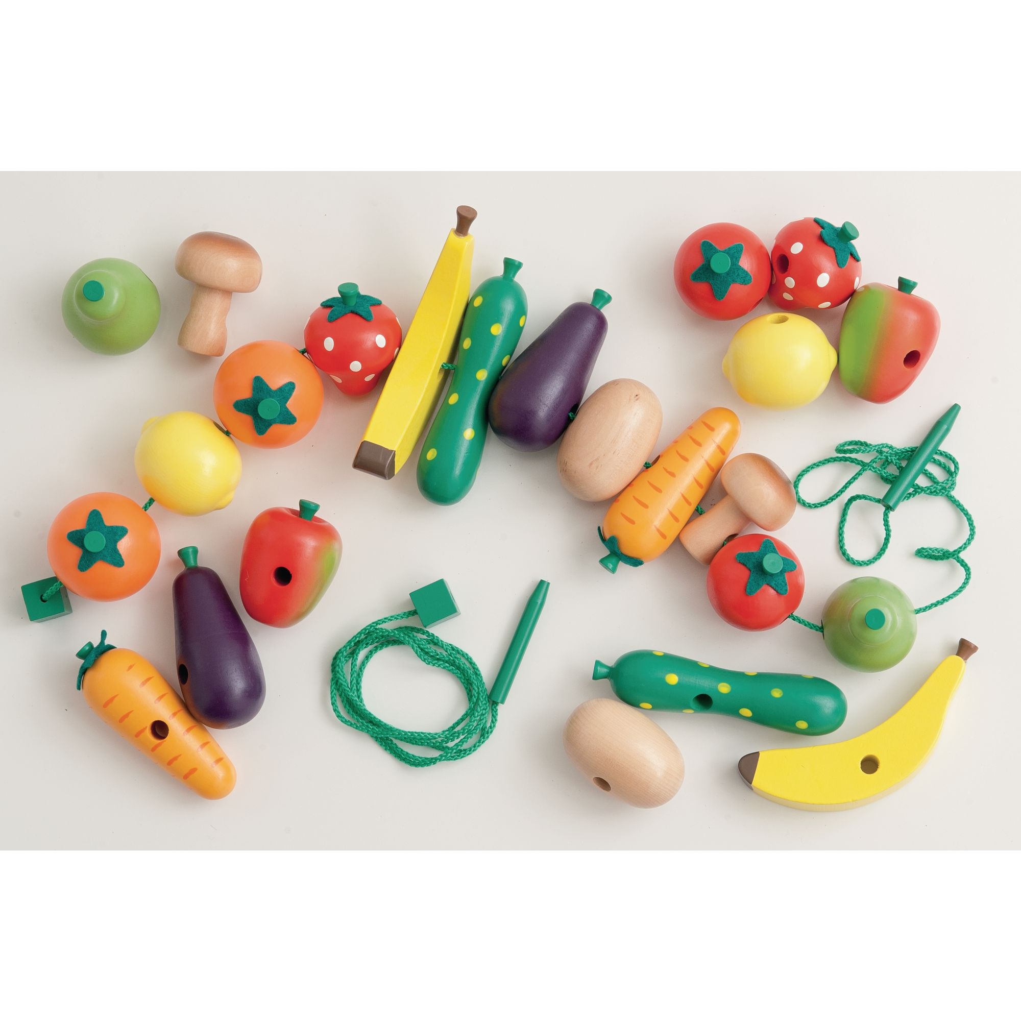 Wooden Threading Fruit and Veg P24